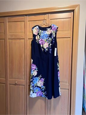 London Times navy floral dress NWT